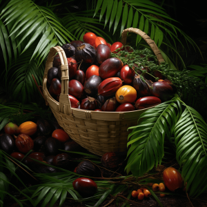 A basket of harvested batana fruits