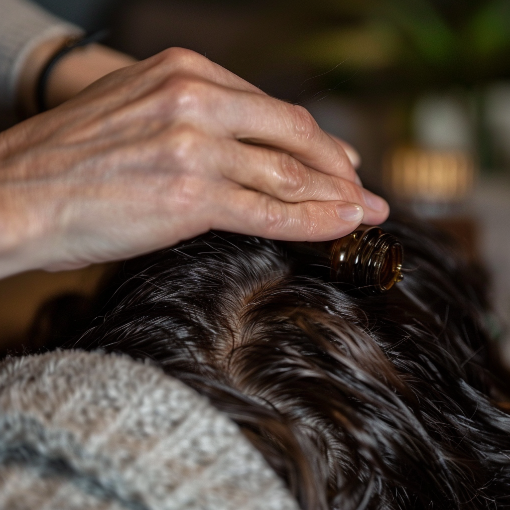 massaging batana oil on scalp